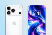 Concept render of the rumored iPhone 20 showing a slim-bezel display and a horizontal triple-camera back