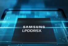 A stack of Samsung HBM memory chips
