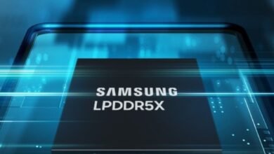 A stack of Samsung HBM memory chips